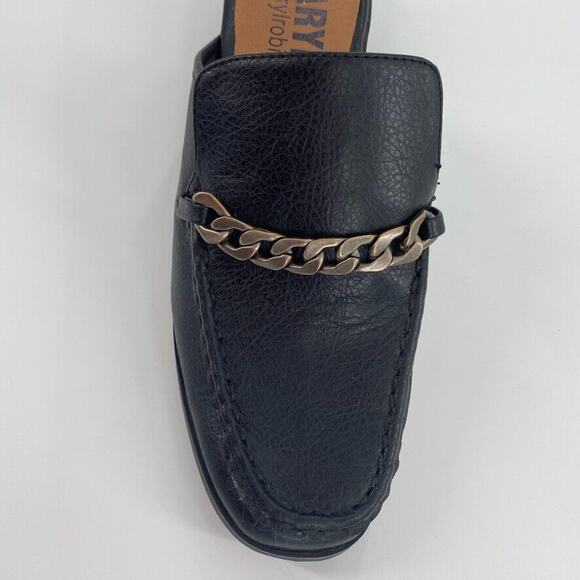 Faryl by Farylrobin Womens Slip On Loafers Mules Black‎ Faux Leather Chain Sz 9 - Picture 5 of 7
